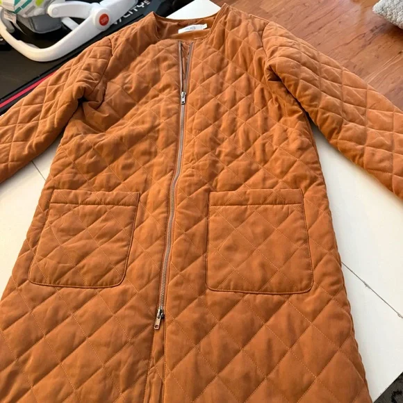 Ricki's Burnt Orange Rust Terracotta Longline Diamond Quilted Jacket Cottagecore - Picture 5 of 6